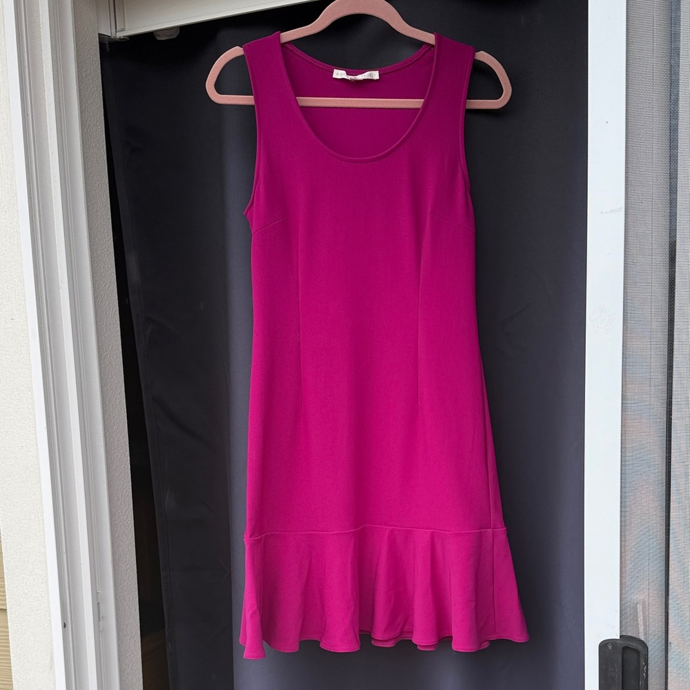 Boston Proper Magenta Sleeveless Ruffle-Hem Dress